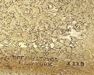 Rare set of Tiffany Studios Bronze Zodiac Letter Opener and Brass Pen Tray.  