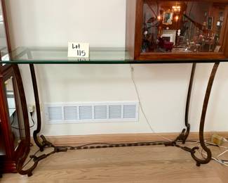 Buy it Now.  Was $550.00 Now $275.00  Glass and Wrought Iron Sofa Table that matches to Coffee Table.