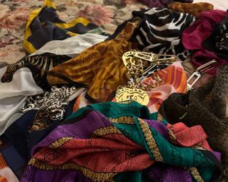 Vintage silk scarves and belts 