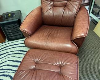 Brown chair with ottoman