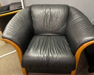 Black & wood side chairs - 39” L x 30” H x 35” W