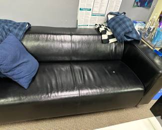 Black couch - 69” L x 25” H x 34” W