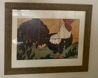 Framed art on tile