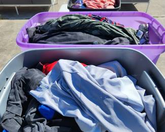 Clothes in totes are $1 per piece.