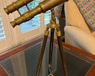 Brass double barrel telescope