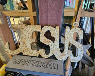 Iron Metal Jesus Sign (Someone made by hand) Very cool.