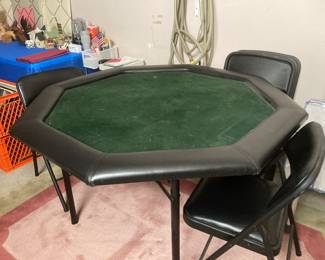 Poker table with 5 folding chairs