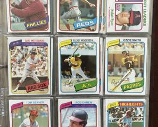 1980 Topps Baseball. Over 500 cards including Ricky Henderson Rookie, Nolan Ryan and more