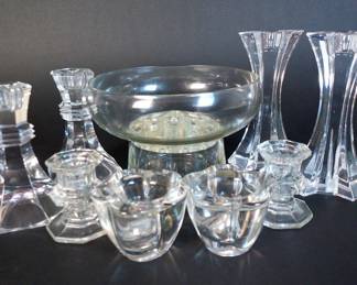 Cut Glass Candle Holders And Frog