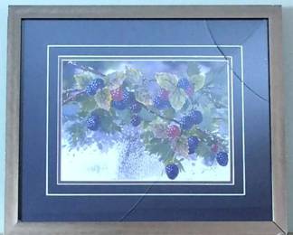 David P. Atkins Watercolor Painting of Blackberries