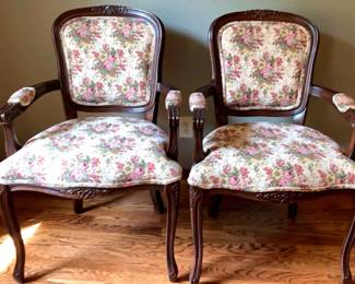 Floral FrenchStyle Carved OpenArm Chairs