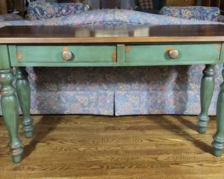 Distressed Green Painted Country Style Sofa Table