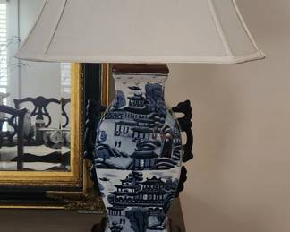 Pair of Blue and White Lamps