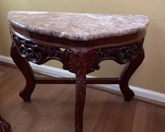 Lot 30 | Half Moon Marble Top Accent Table
