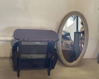 Lot 228 | Vintage Magazine Rack Table & Mirror
