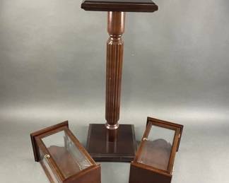 Lot 133 | Vtg Wood Pedestal & Wall Display Boxes
