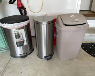 Lot 177 | 2 Stainless Steel Garbage Cans & More
