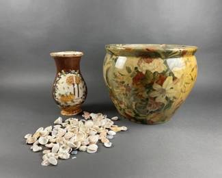 Lot 54 | Large Vtg Floral Wrapped Planter & More!
