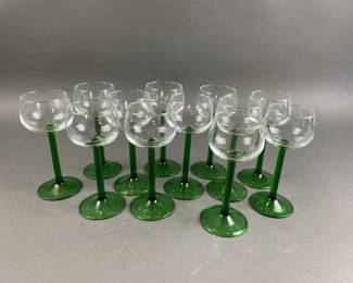 Lot 110 | Vtg French Green Stemmed Glasses
