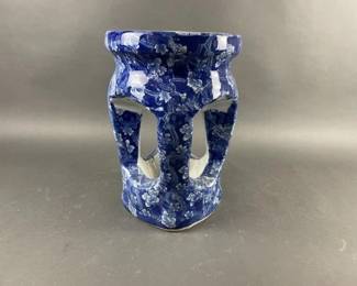 Lot 255 | Vtg Nantucket Cobalt Blue & White Garden Stool
