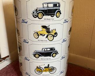 Antique car trash can/umbrella stand 
