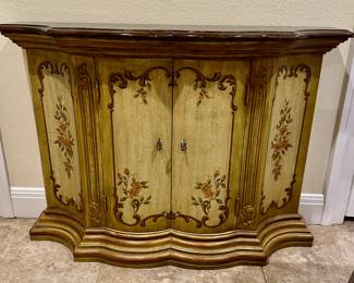 Drexel “Et Cetera”Collection.  1960s, painted and decorated console cabinet by Drexel heritage. A small piece with very big style! 