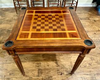 Chess, checkers, blackjack, backgammon game board.