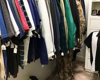 Men’s casual, long sleeve sweatshirt, jacket, coats, camo, robes, Size large. Cutter & Buck, Izod, LL BEAN, 