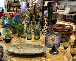 17” Brookwood oblong scroll serving dish Dublin Ireland, and other kitchen decor.