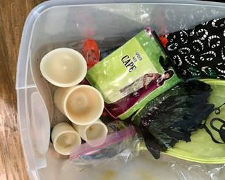 Halloween costumes and decor.