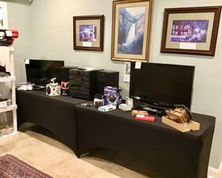 Electronics. Samsung 32” TV, JVC stereo system, Sharp 32” LCD TV.