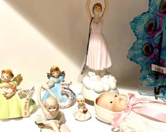 Collectibles! Italy, Austria, Czechoslovakia, England, and around the globe. Josef Originals 5 and 7.  Lefton Ballerina, Schmidt musical collectibles Ballerina, Delton porcelain stack Peacock tea set, and other lovely Collectibles.