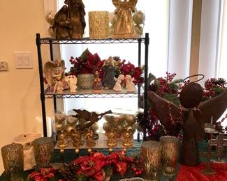 Angels, Nativity, brass stocking holders, kissing angels!