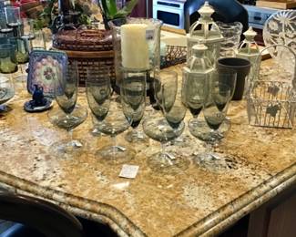 Fostoria Debutant Gray stems and other kitchen decor.