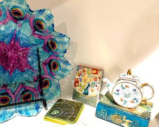 Collectibles! Italy, Austria, Czechoslovakia, England, and around the globe. Josef Originals 5 and 7.  Lefton Ballerina, Schmidt musical collectibles Ballerina, Delton porcelain stack Peacock tea set, and other lovely Collectibles.