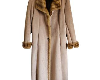 Ladies Full length suede coat with faux fur lining