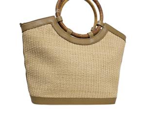 Ladies summer purse with leather trim