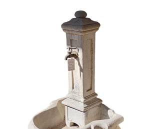 Water fountain and concrete rabbits 