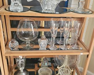 Crystal vases, champagne flutes 
