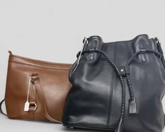 Two of many purses. Some coach, fossil, other name brands, many new or like new from Talbots