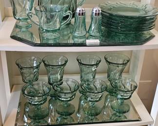 Green colored glassware