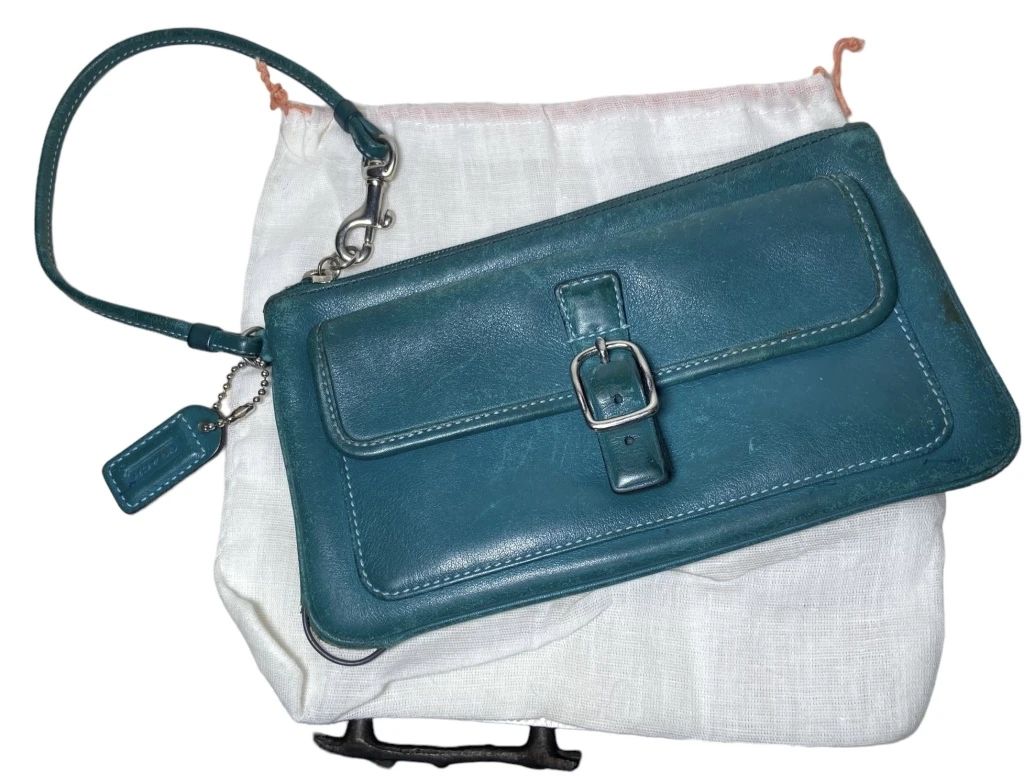 Authentic teal Coach clutch