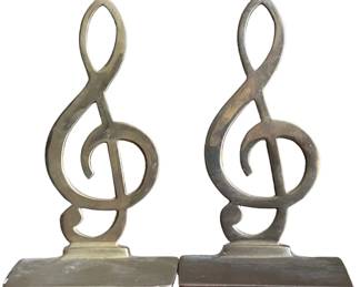 Treble Clef Brass Bookends
