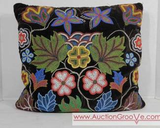 26 Vintage Beaded Velvet Pillow