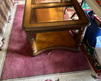 mid century glass top coffee table