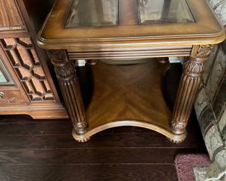 mid century glass top end tble