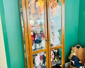 Lighted Oak Curio Cabinet