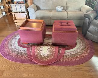 Farmhouse Braided Jute Rugs, Storage Ottomans 