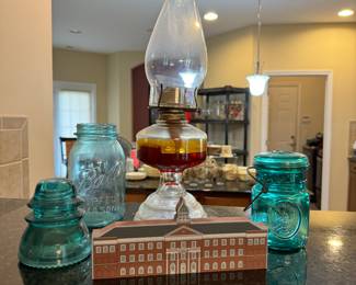 Glass Insulators, Oil Lamp, Ball Canning Jars