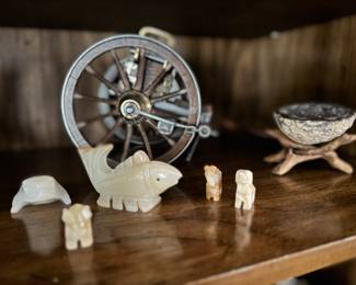 Soapstone Figurines, Quartz Geode